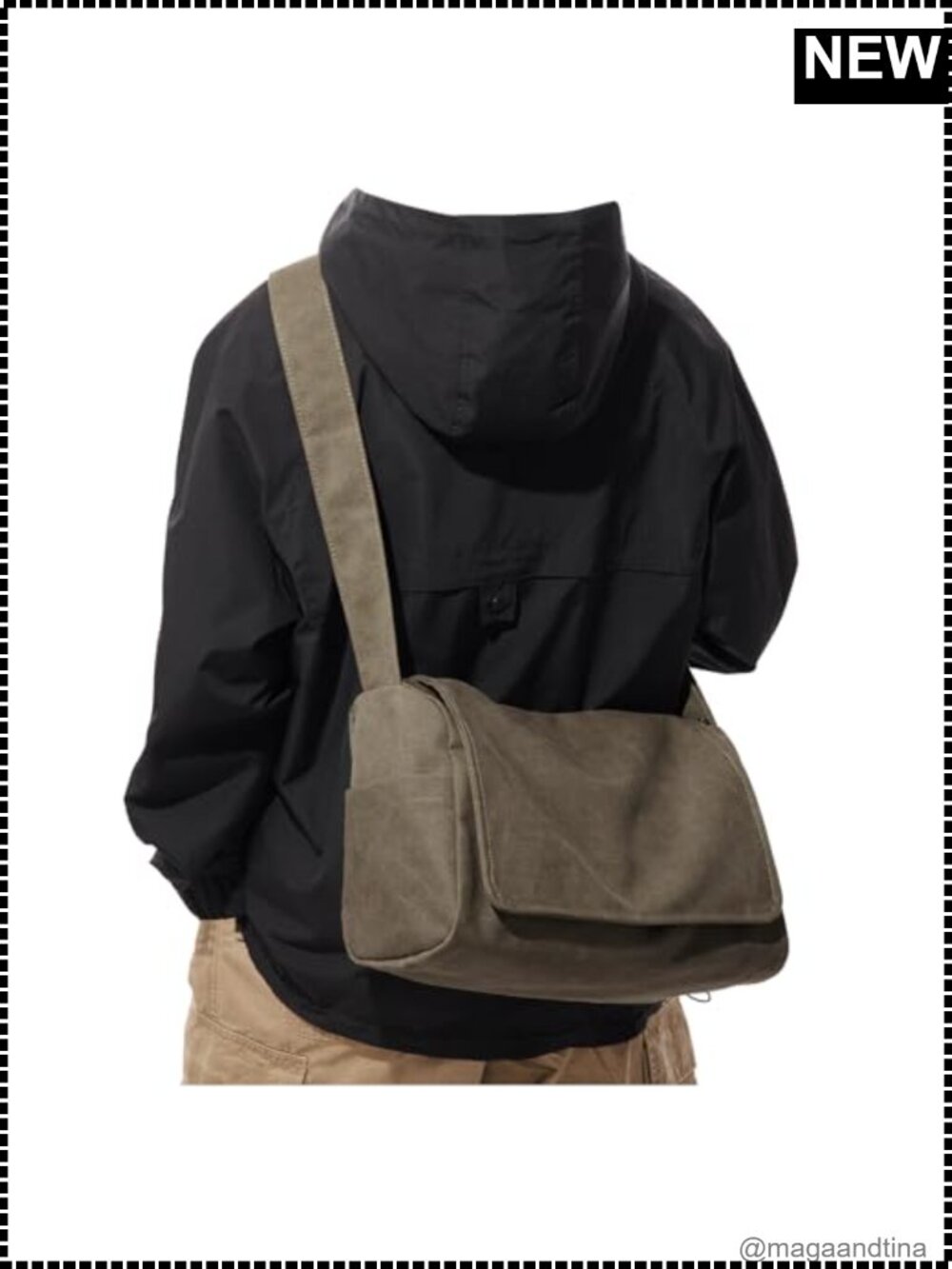 Canvas Messenger Bag Crossbody Water Resistant Unisex Shoulder Bag